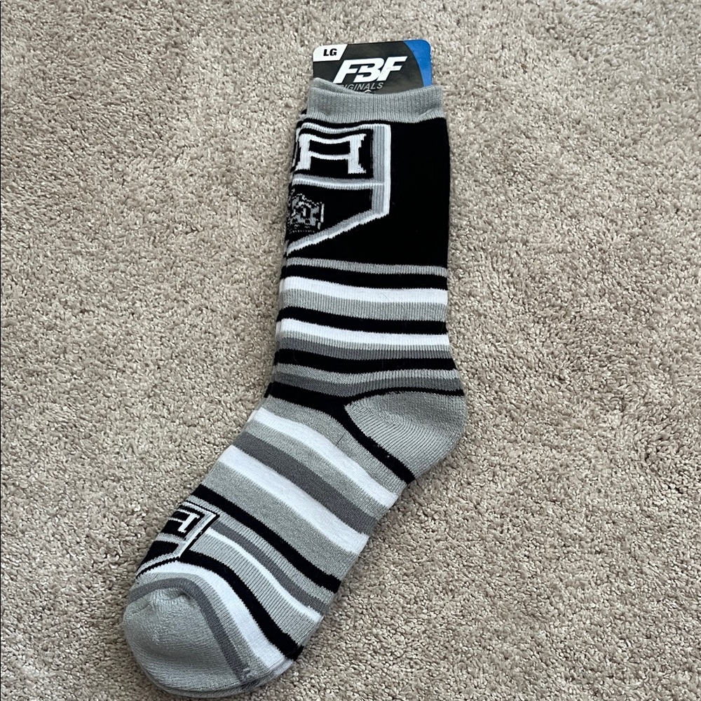 LA Kings Striped Crew Socks in Black and Gray